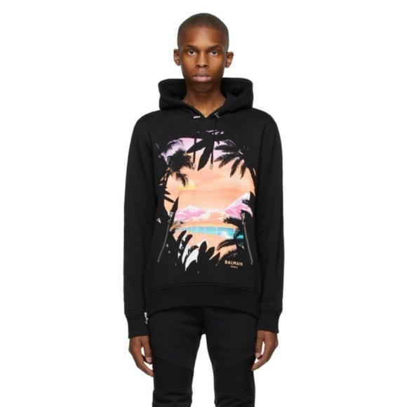 GUC Balmain Black Graphic Hoodie. Size S - Picture 2 of 16